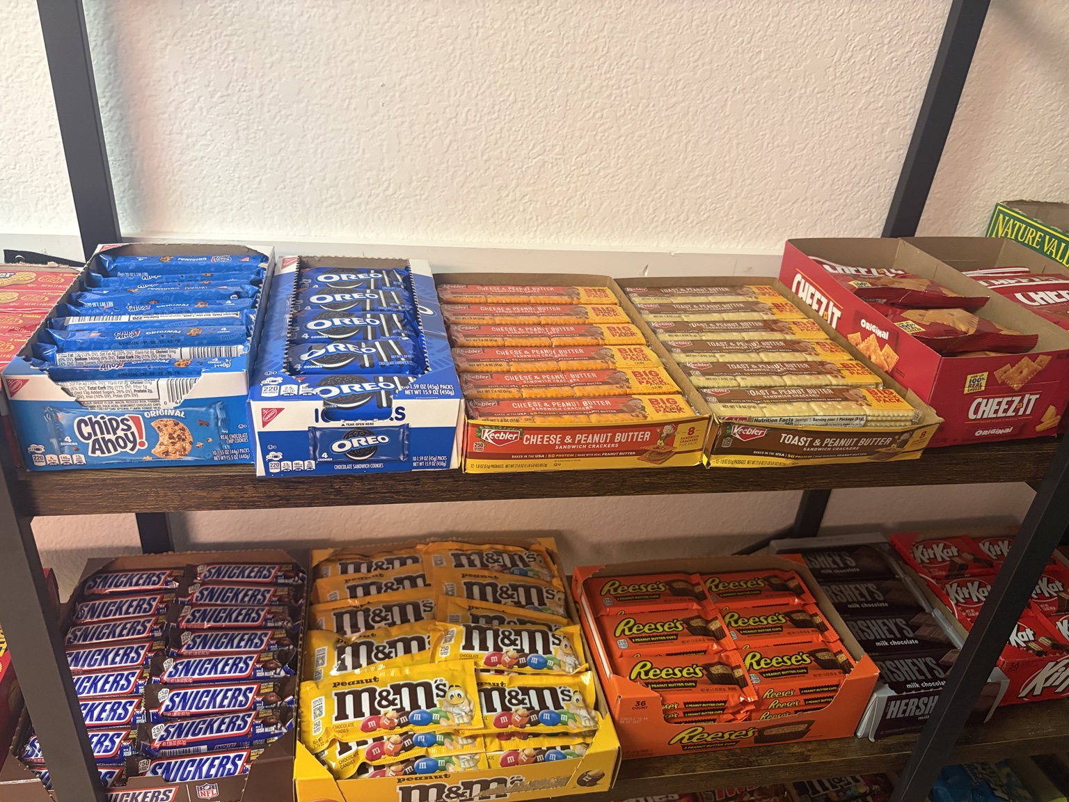 Cookies and snack packs on display